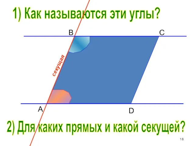 B C D A 1) Как называются эти углы? 2)