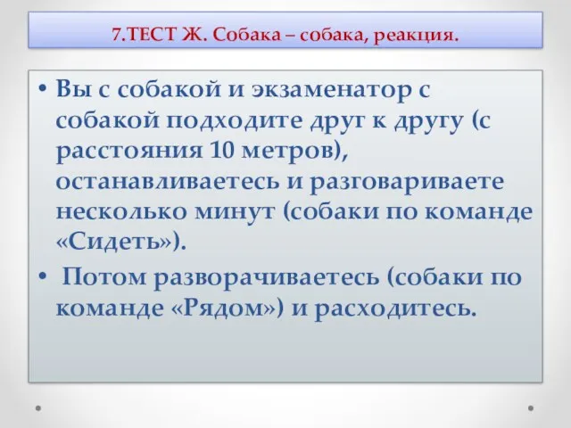 7.ТЕСТ Ж. Собака – собака, реакция. Вы с собакой и