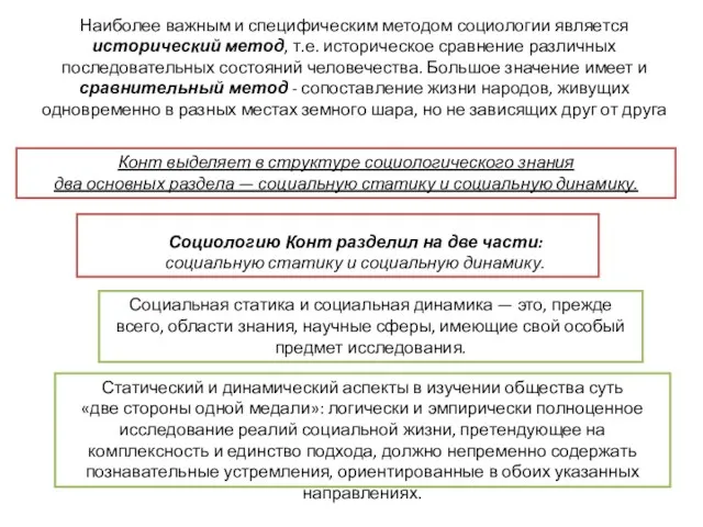 Социологию Конт разделил на две части: социальную статику и социальную