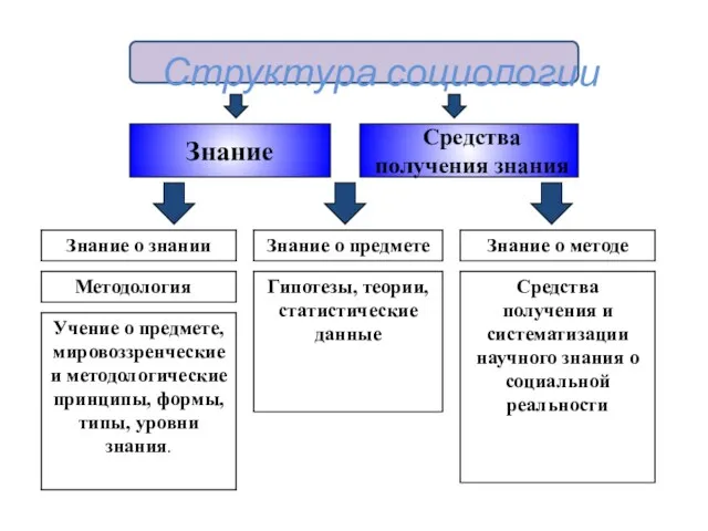 Структура социологии Знание Средства получения знания