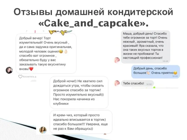 Отзывы домашней кондитерской «Сake_and_capcake».