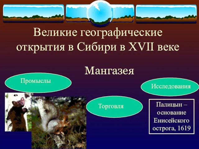 Великие географические открытия в Сибири в XVII веке Мангазея Промыслы