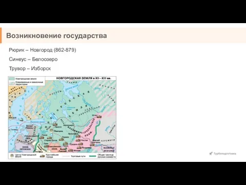 Возникновение государства Рюрик – Новгород (862-879) Синеус – Белоозеро Трувор – Изборск