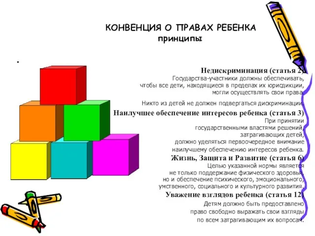 КОНВЕНЦИЯ О ПРАВАХ РЕБЕНКА принципы . Недискриминация (статья 2) Государства-участники