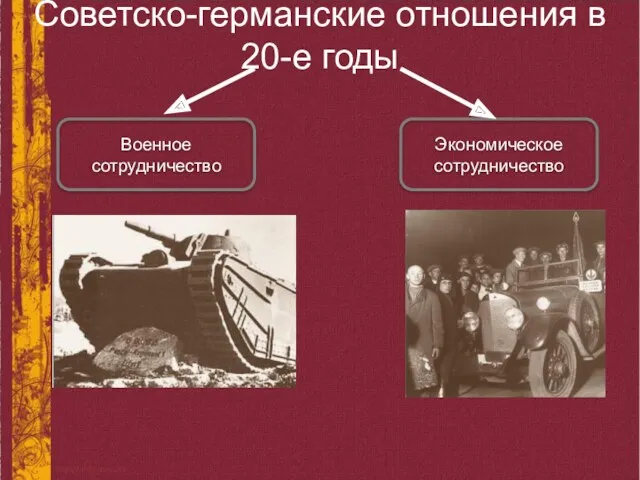 Советско-германские отношения в 20-е годы Военное сотрудничество Экономическое сотрудничество