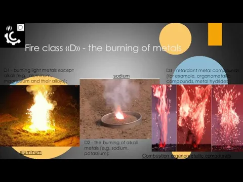 Fire class «D» - the burning of metals D1 - burning light metals