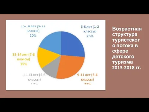 Возрастная структура туристского потока в сфере детского туризма 2013-2018 гг.