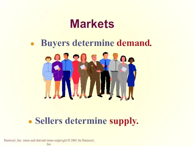 Markets Buyers determine demand. Sellers determine supply.