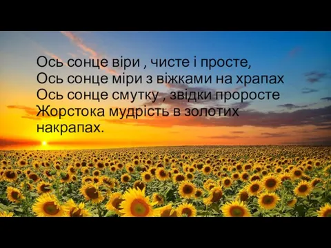 Ось сонце віри , чисте і просте, Ось сонце міри з віжками на