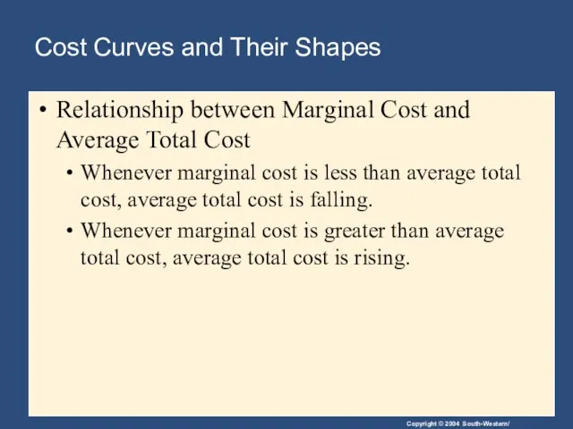 Cost Curves and Their Shapes Relationship between Marginal Cost and