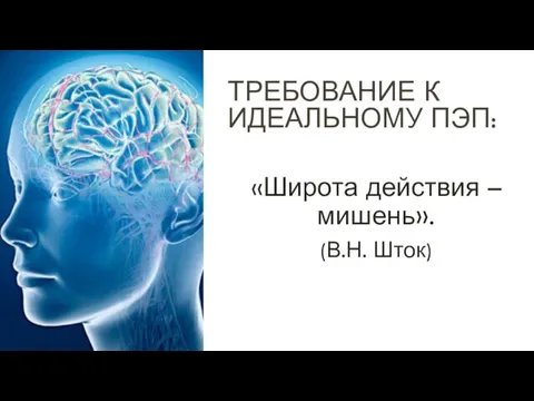 ТРЕБОВАНИЕ К ИДЕАЛЬНОМУ ПЭП: «Широта действия – мишень». (В.Н. Шток)