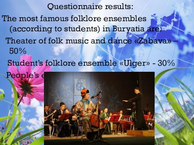 Questionnaire results: The most famous folklore ensembles (according to students) in Buryatia are: