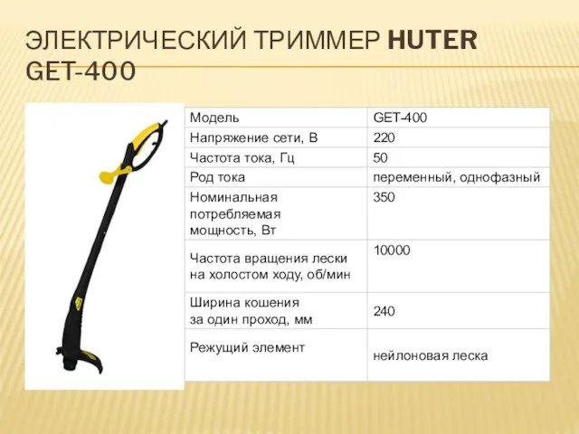 ЭЛЕКТРИЧЕСКИЙ ТРИММЕР HUTER GET-400