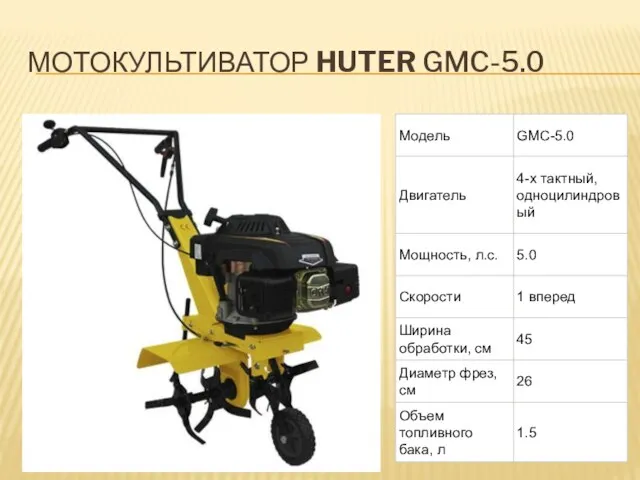 МОТОКУЛЬТИВАТОР HUTER GMC-5.0