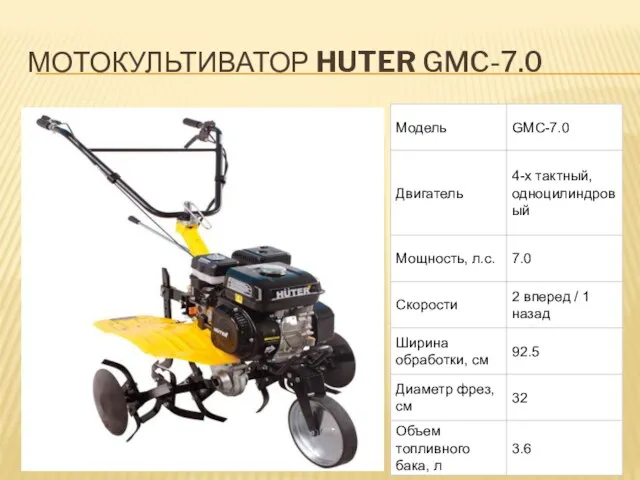 МОТОКУЛЬТИВАТОР HUTER GMC-7.0