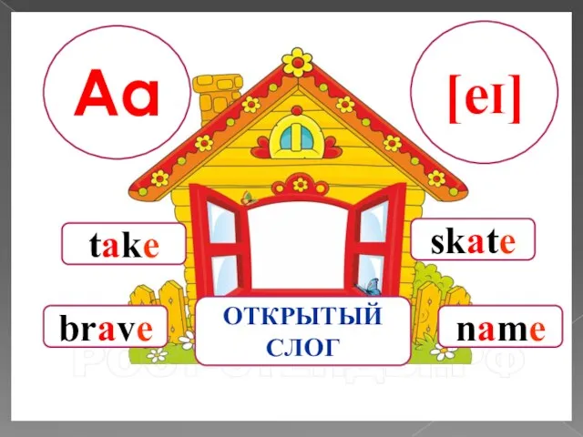 Aa ОТКРЫТЫЙ СЛОГ [eI] take brave skate name