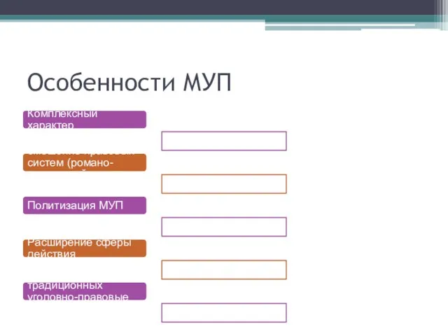 Особенности МУП Комплексный характер Концептуальное смешение правовых систем (романо-германской и