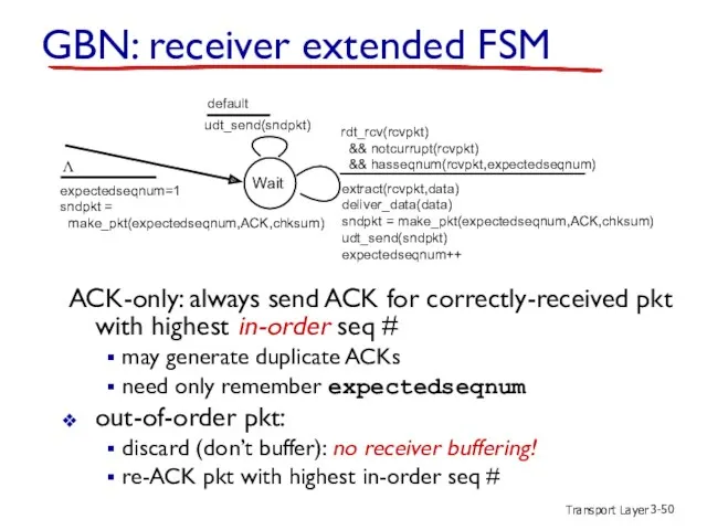 Transport Layer 3- ACK-only: always send ACK for correctly-received pkt