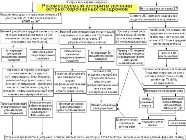 Рекомендуемый алгоритм лечения острых коронарных синдромов