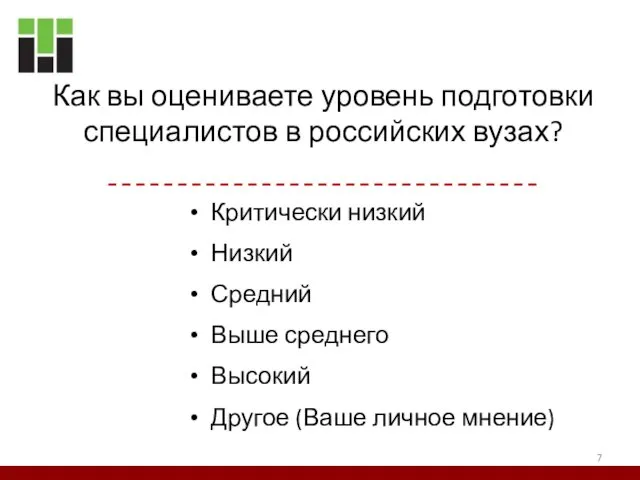 Как вы оцениваете уровень подготовки специалистов в российских вузах? Критически