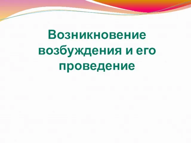 Возникновение возбуждения и его проведение