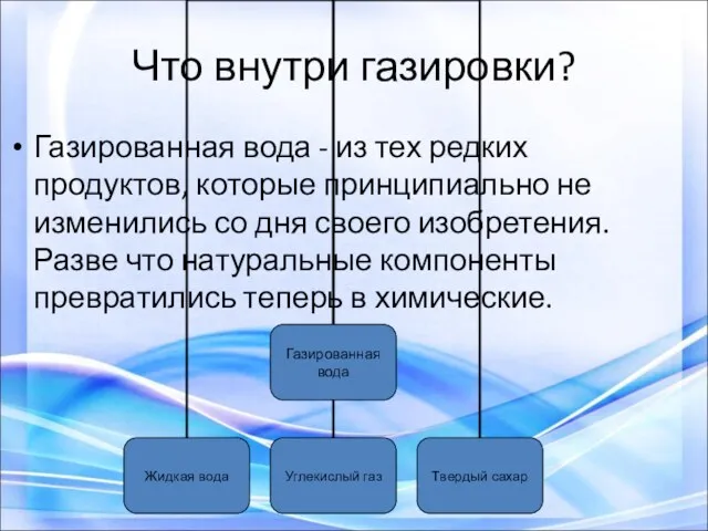 Что внутри газировки? Газированная вода - из тех редких продуктов,