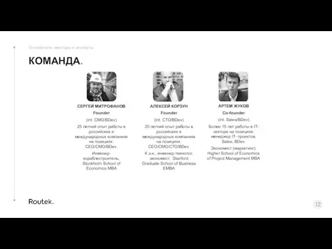 Основатели, менторы и эксперты АЛЕКСЕЙ КОРЗУН Founder (int. CTO/BDev) 20