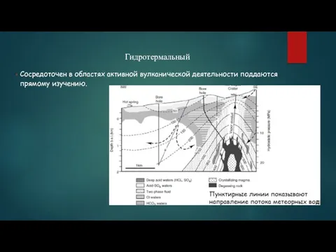 Сосредоточен в областях активной вулканической деятельности поддаются прямому изучению. Гидротермальный