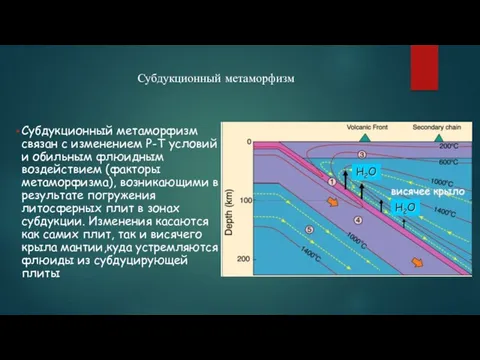 Субдукционный метаморфизм связан с изменением Р-Т условий и обильным флюидным