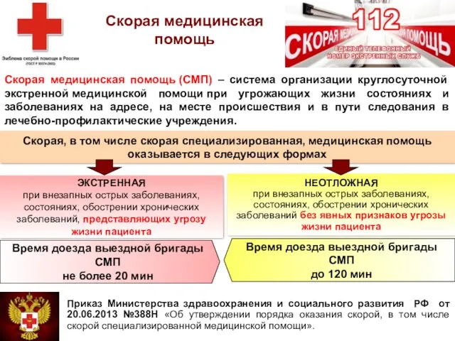 Скорая медицинская помощь Приказ Министерства здравоохранения и социального развития РФ