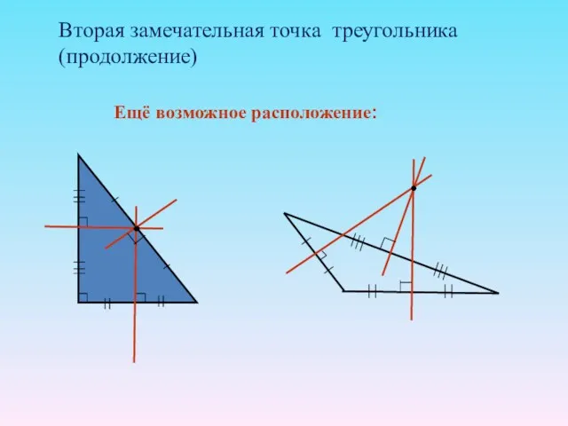 Вторая замечательная точка треугольника (продолжение) Ещё возможное расположение: