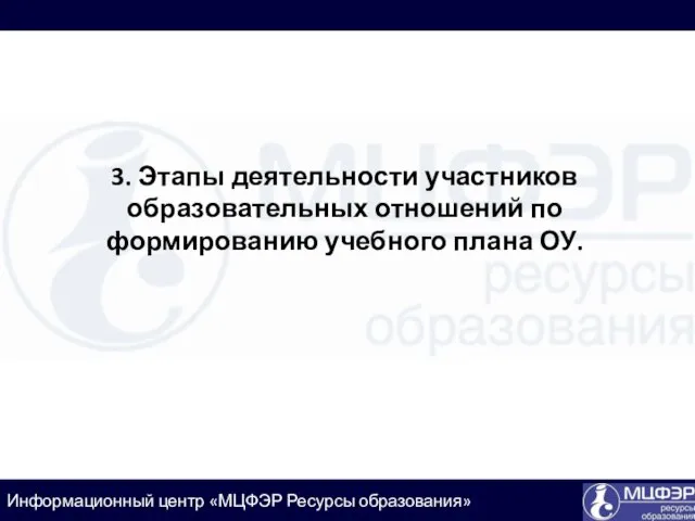 3. Этапы деятельности участников образовательных отношений по формированию учебного плана ОУ.