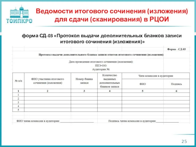 Ведомости итогового сочинения (изложения) для сдачи (сканирования) в РЦОИ форма