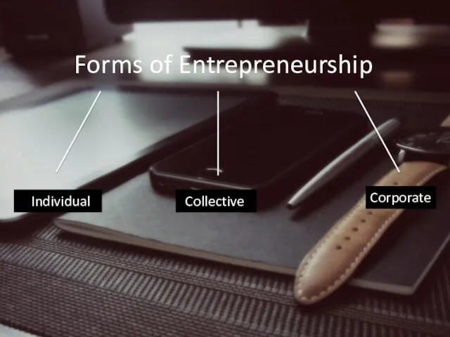 Forms of Entrepreneurship Individual Collective Corporate