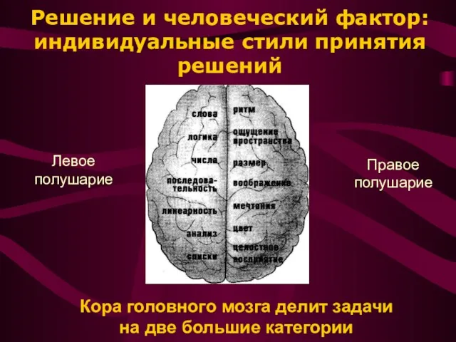 Решение и человеческий фактор: индивидуальные стили принятия решений Кора головного