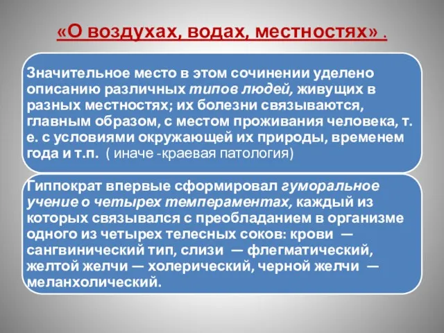 «О воздухах, водах, местностях» .