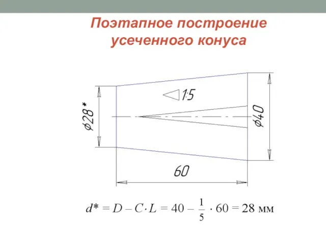 Поэтапное построение усеченного конуса