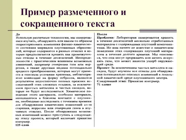 Пример размеченного и сокращенного текста