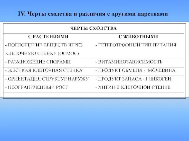 IV. Черты сходства и различия с другими царствами