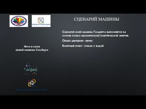 СЦЕНАРИЙ МАШИНЫ Сценарий моей машины Голдберга выполняется на основе только