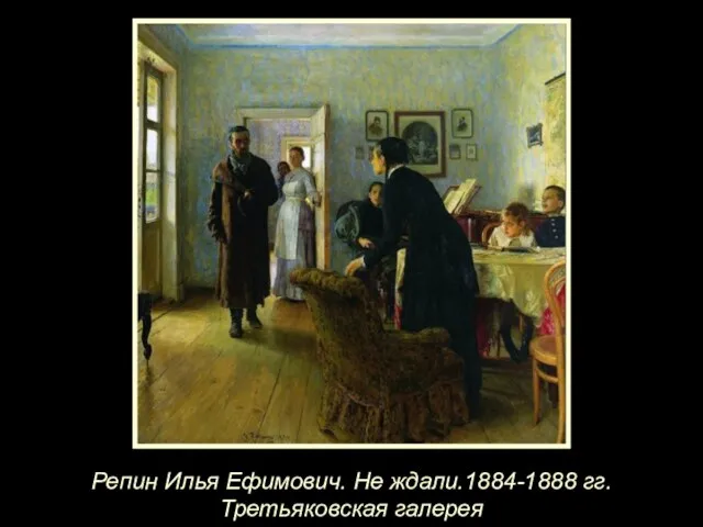 Репин Илья Ефимович. Не ждали.1884-1888 гг. Третьяковская галерея