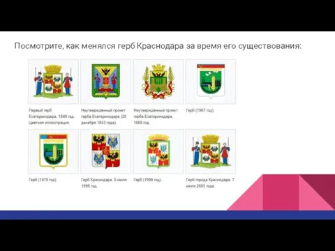 Посмотрите, как менялся герб Краснодара за время его существования: