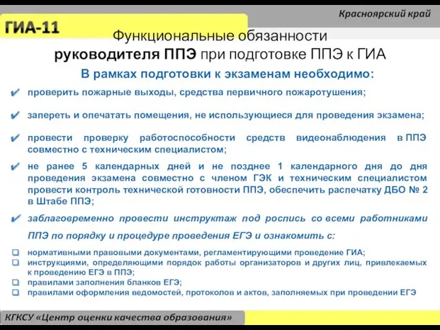 В рамках подготовки к экзаменам необходимо: проверить пожарные выходы, средства