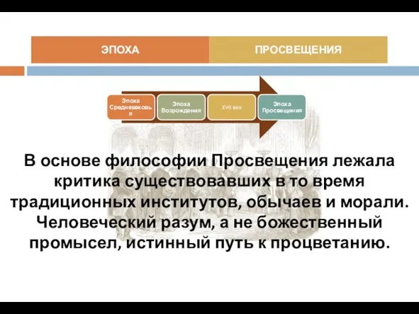 В основе философии Просвещения лежала критика существовавших в то время