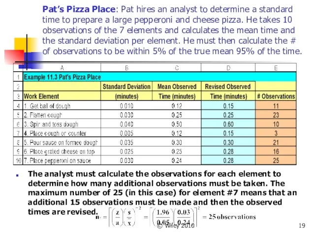 © Wiley 2010 Pat’s Pizza Place: Pat hires an analyst to determine a