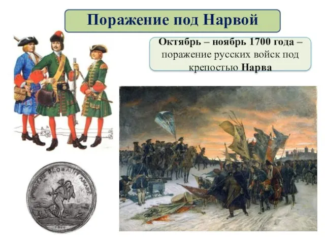 Октябрь – ноябрь 1700 года – поражение русских войск под крепостью Нарва Поражение под Нарвой