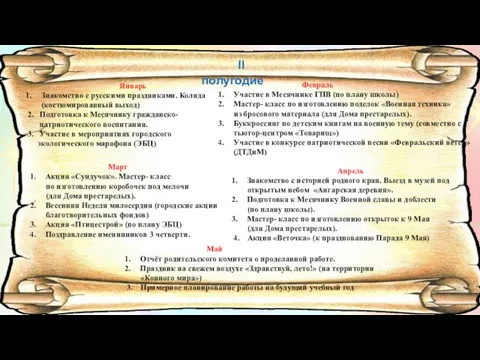 II полугодие Январь Знакомство с русскими праздниками. Коляда (костюмированный выход)