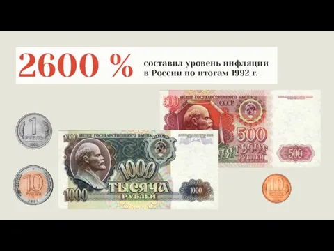 2600 % составил уровень инфляции в России по итогам 1992 г.