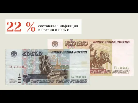 22 % составляла инфляция в России в 1996 г.