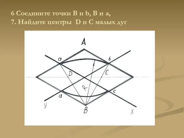 6 Соедините точки B и b, В и а, 7. Найдите центры D